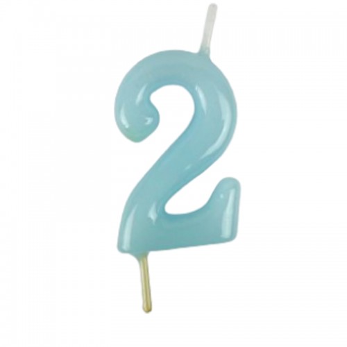 Vela Número 2 Azul Pastel